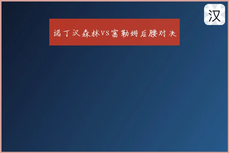 诺丁汉森林vs富勒姆后腰对决